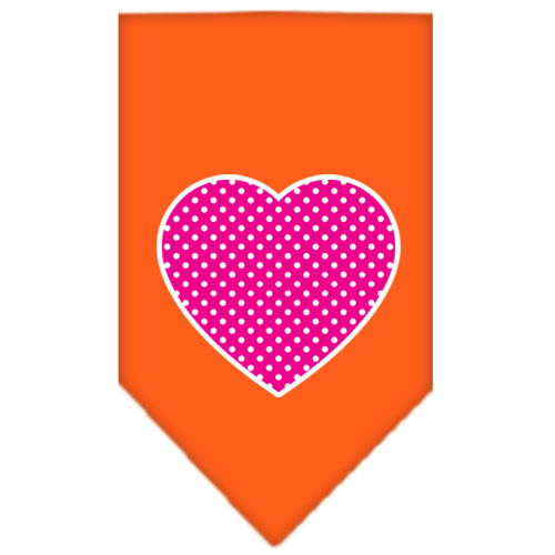 Pink Swiss Dot Heart Screen Print Bandana Orange Large